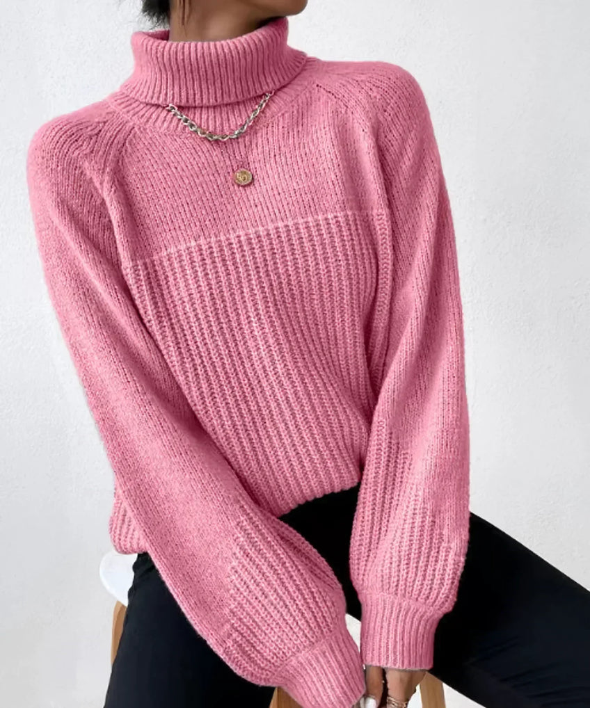 Pull doux pour femme à col roulé chaud