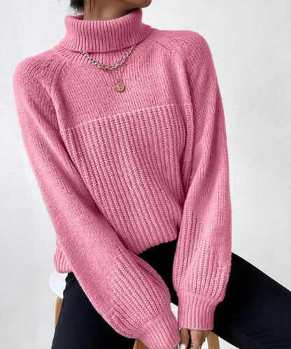 Pull doux pour femme à col roulé chaud