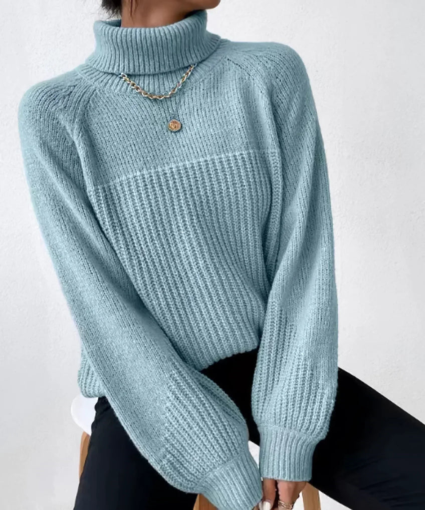 Pull doux pour femme à col roulé chaud