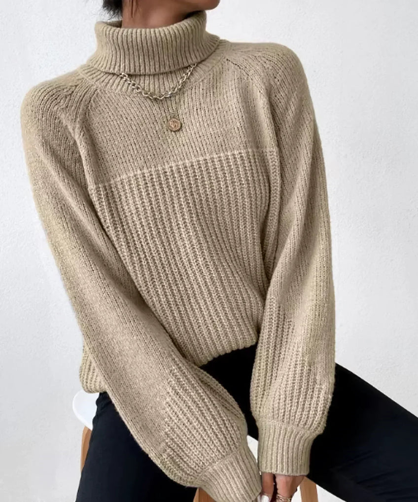 Pull doux pour femme à col roulé chaud