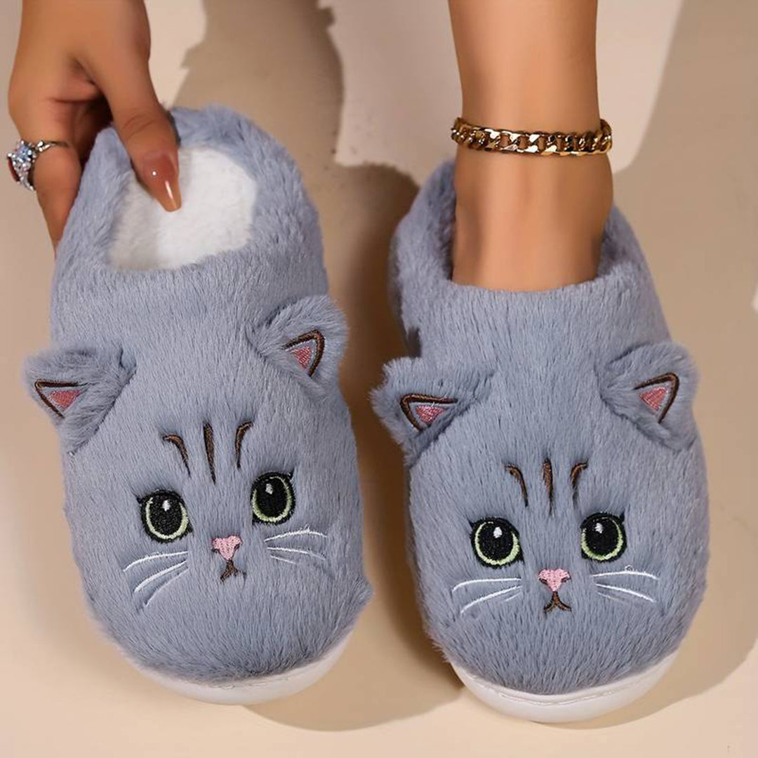 Chaussons souples pour femmes en forme de chat
