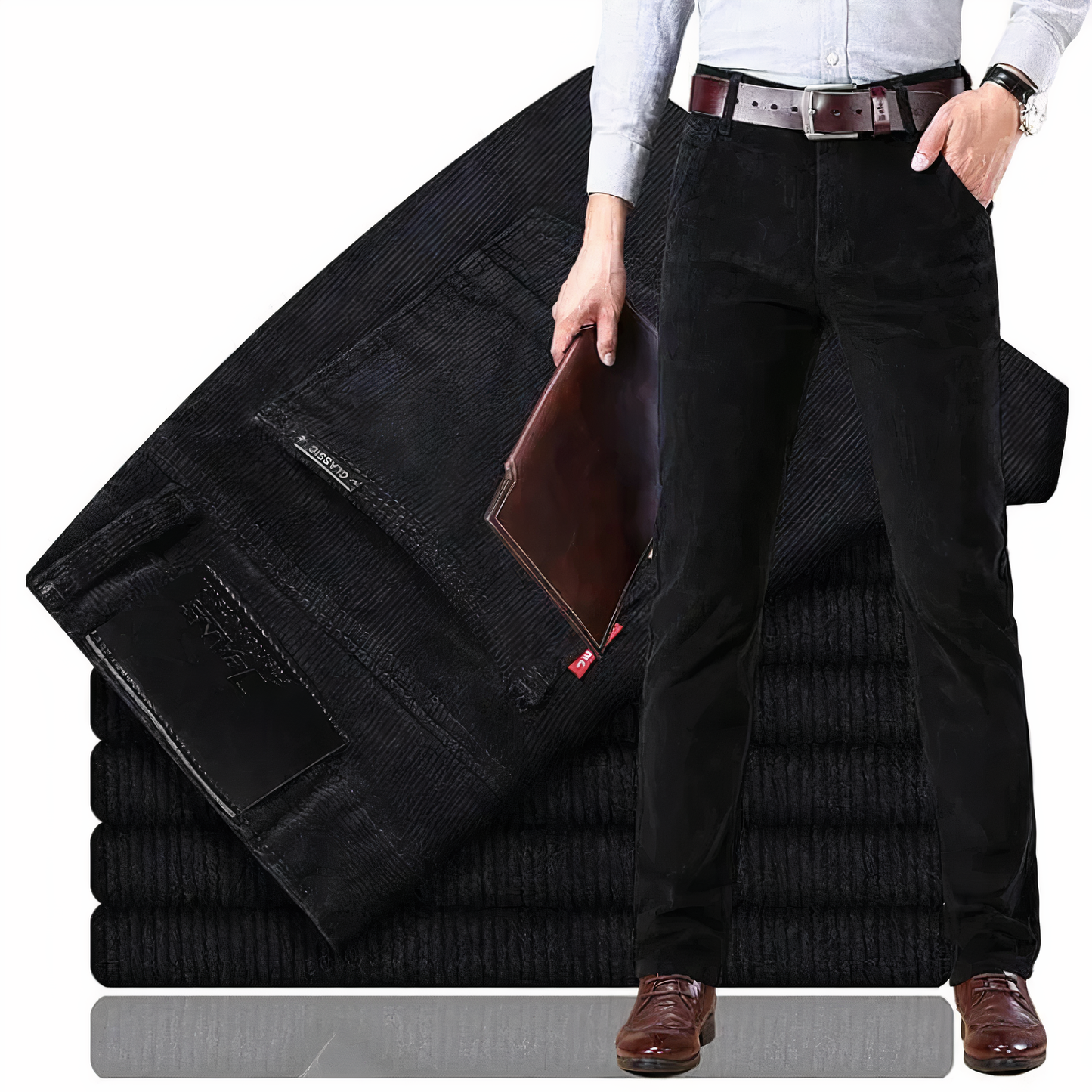 Pantalon en velours côtelé coupe moderne