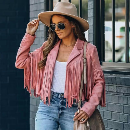 Veste femme élégante à franges
