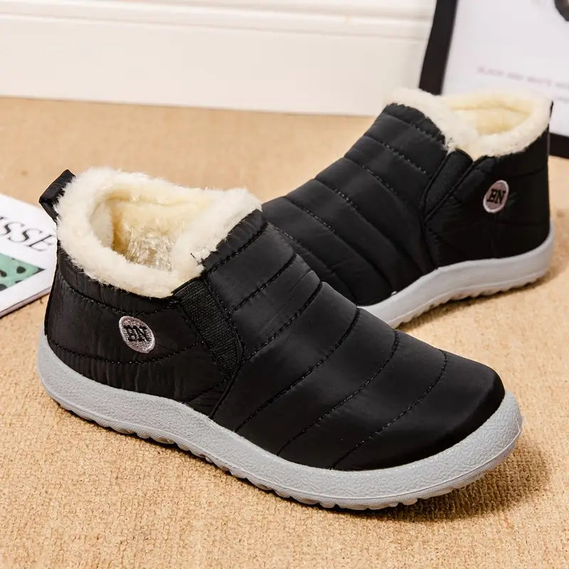 Bottes d'hiver pour femmes doublées de fourrure, chaudes