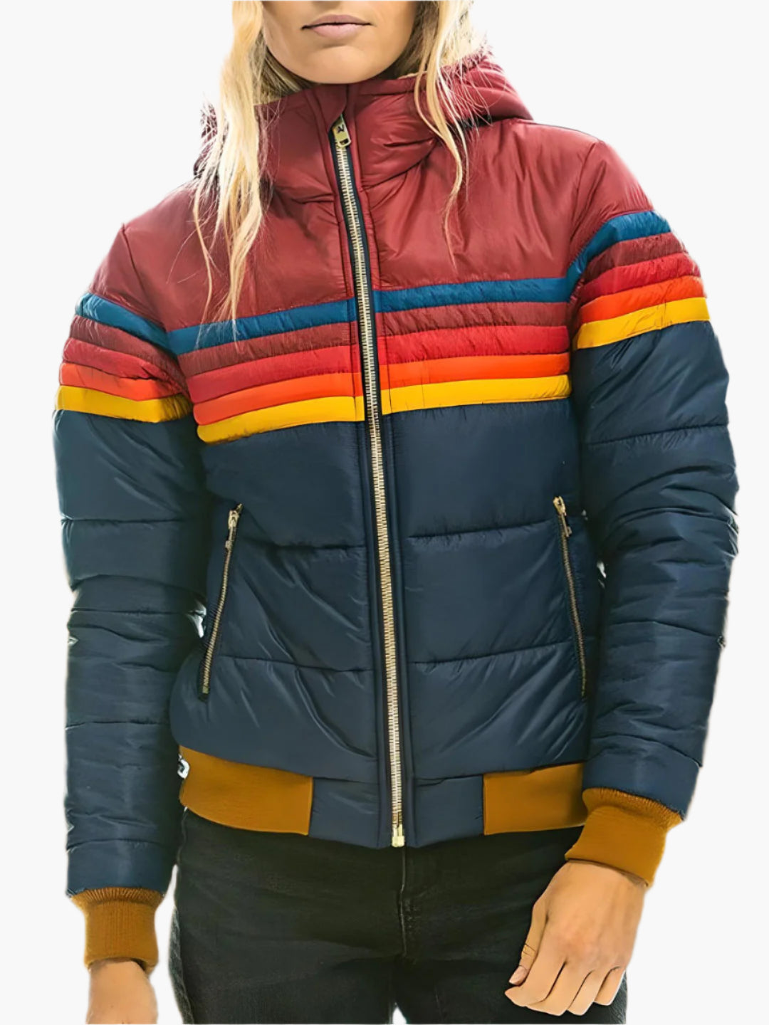 Doudoune matelassée rétro à capuche - Veste d'hiver vintage pour femme