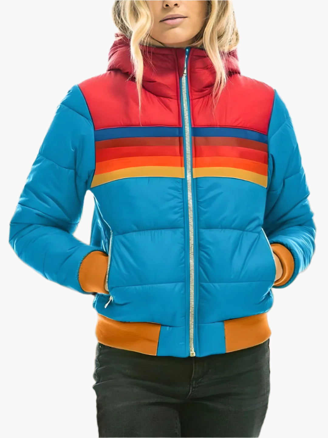 Doudoune matelassée rétro à capuche - Veste d'hiver vintage pour femme
