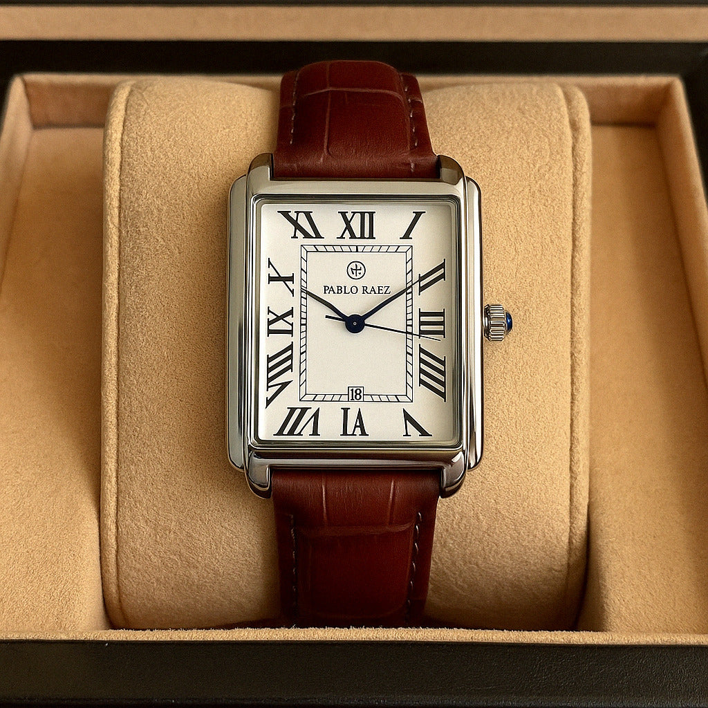 Montre Homme Rectangulaire Bracelet Cuir Classique