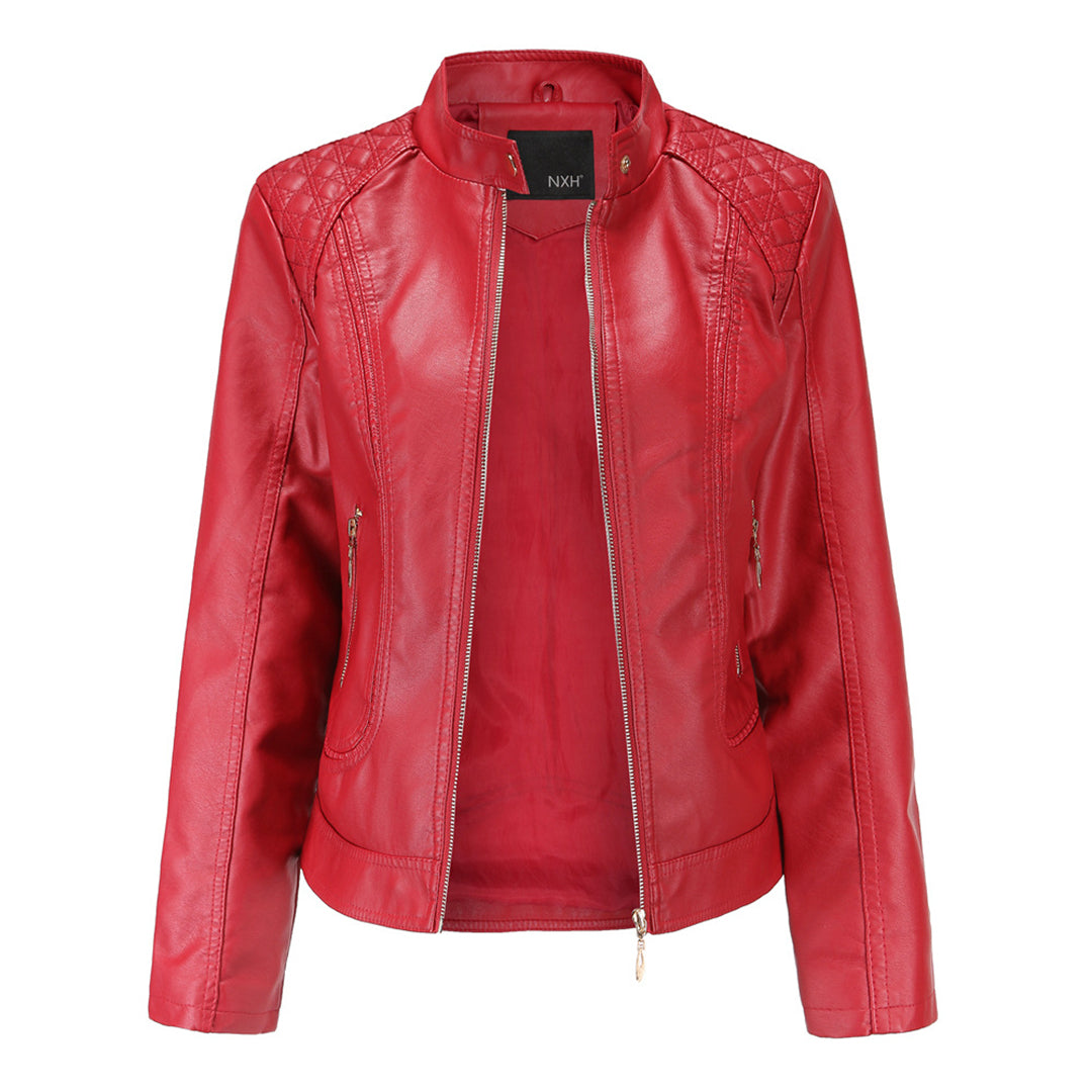 Blouson en cuir femme élégant noir Protection du cuir