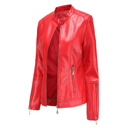 Veste en cuir automne femme élégante