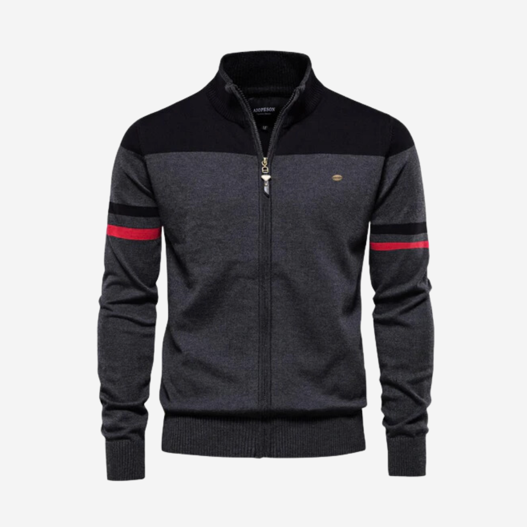 Pull à fermeture éclair décontracté homme tricoté