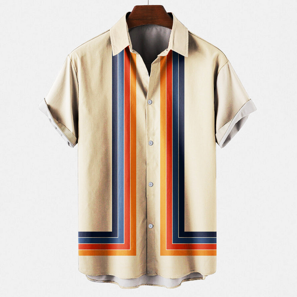 Chemise homme manches courtes style rétro