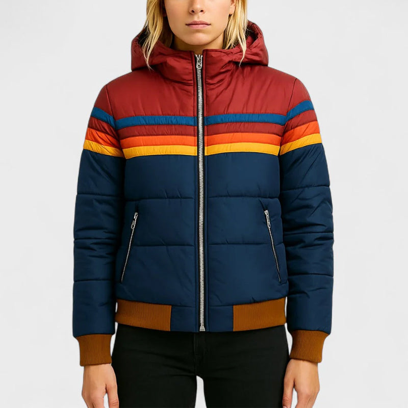 Manteau matelassé élégant, coloré, avec capuche