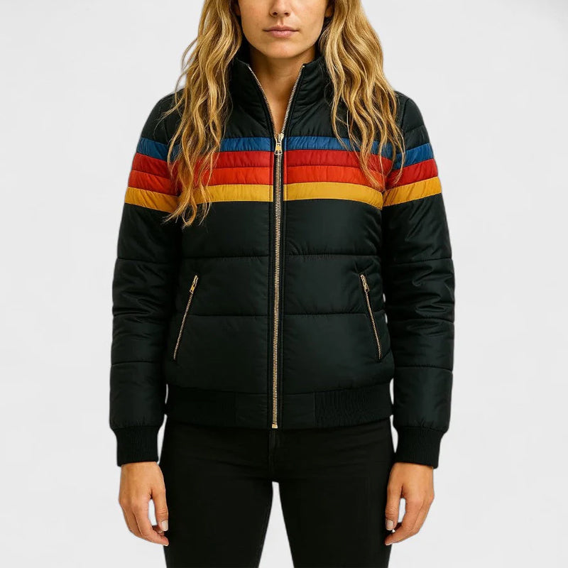 Manteau matelassé élégant, coloré, avec capuche