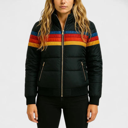Manteau matelassé élégant, coloré, avec capuche