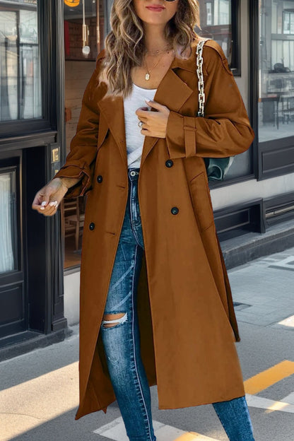 Trench-coat classique pour femme à double boutonnage