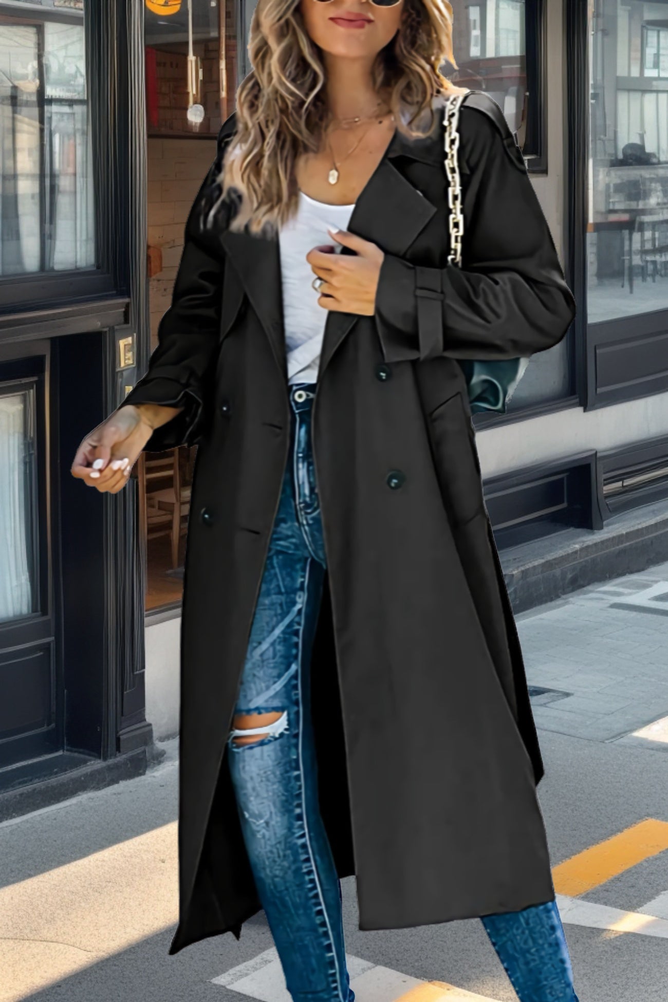 Trench-coat classique pour femme à double boutonnage