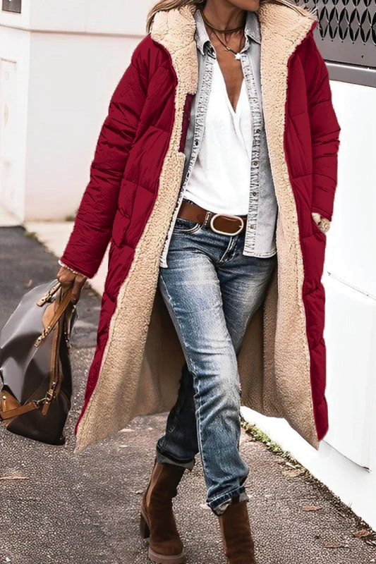 Manteau long femme pratique rembourré réversible