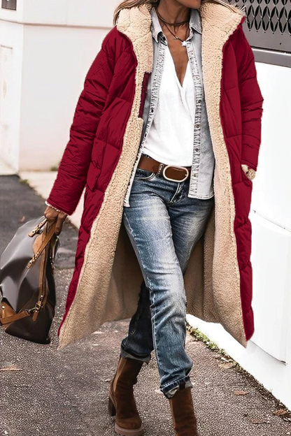 Manteau long femme pratique rembourré réversible