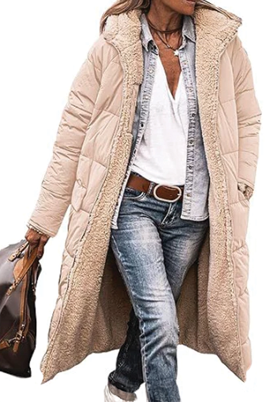 Manteau long femme pratique rembourré réversible