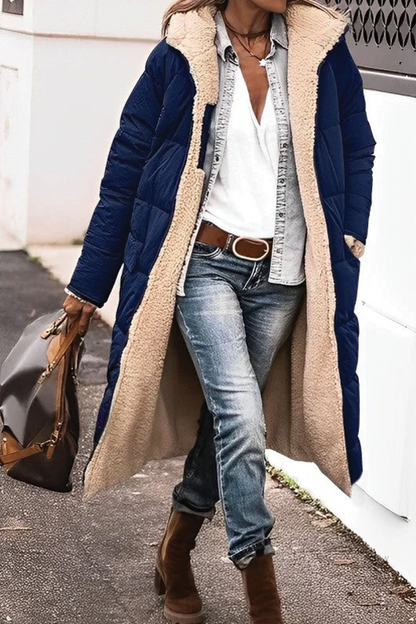 Manteau long femme pratique rembourré réversible
