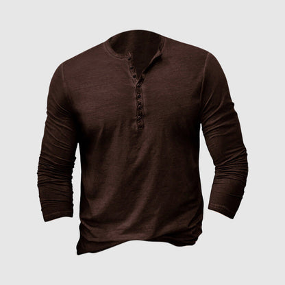 Slim Fit Henley Shirts Weich Lange Ärmel - IdealeKleiden