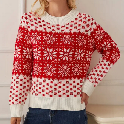 Pull de Noël femme motif flocons de neige