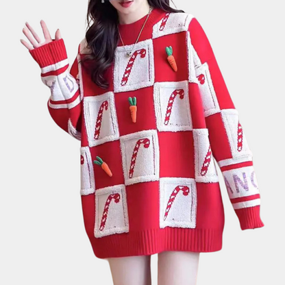 Pull de Noël oversize pour femme, tendance