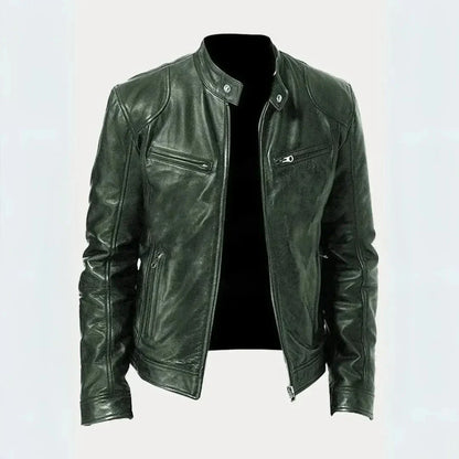 Blouson de moto en cuir Noir élégant