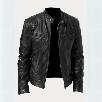 Blouson de moto en cuir Noir élégant