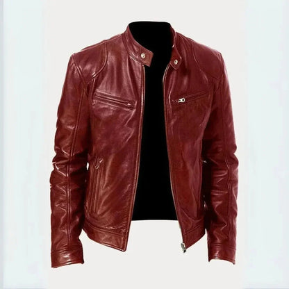 Blouson de moto en cuir Noir élégant