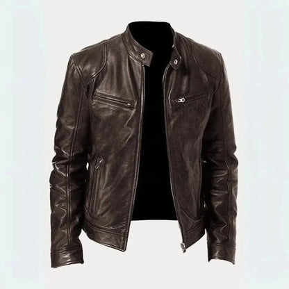 Blouson de moto en cuir Noir élégant