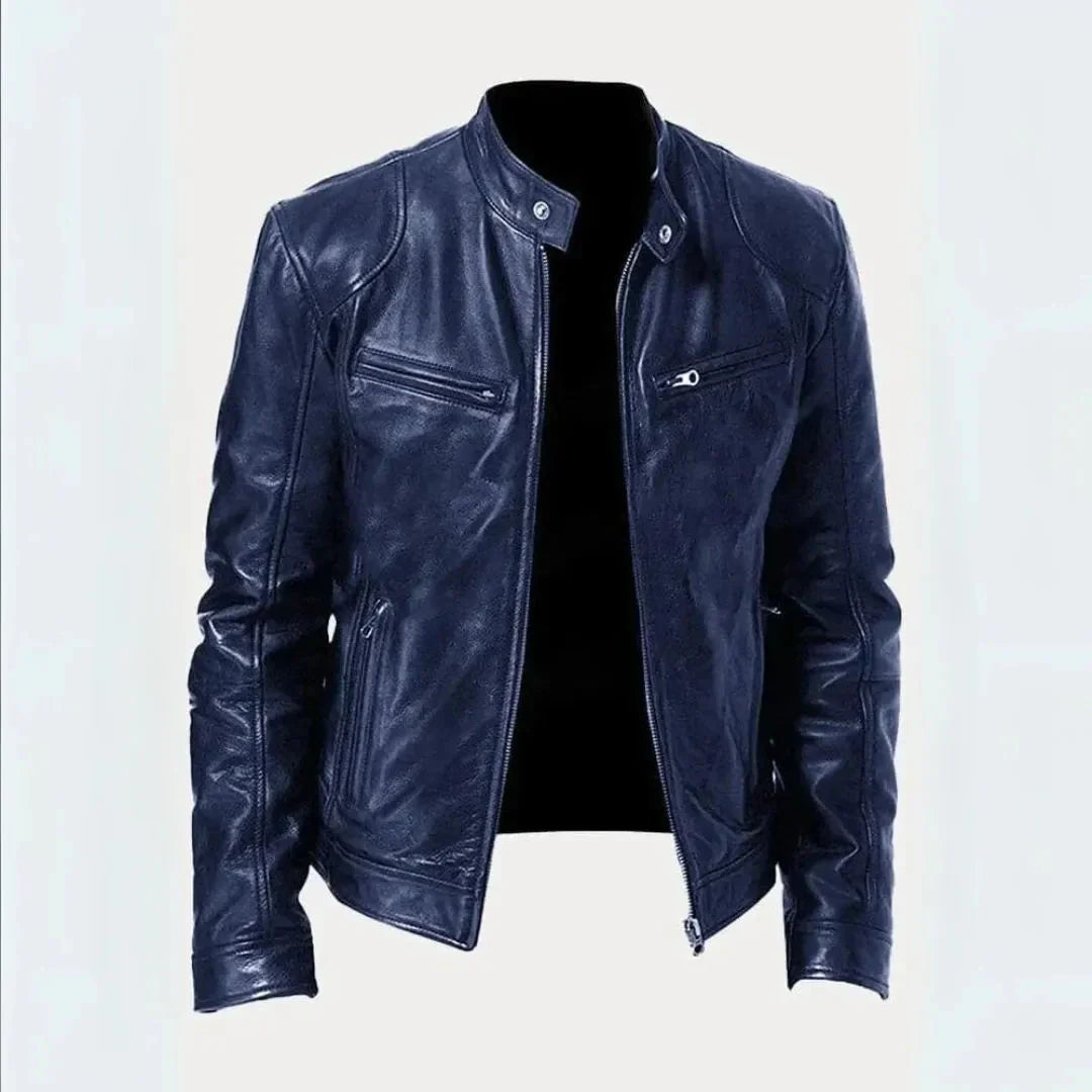 Blouson de moto en cuir Noir élégant
