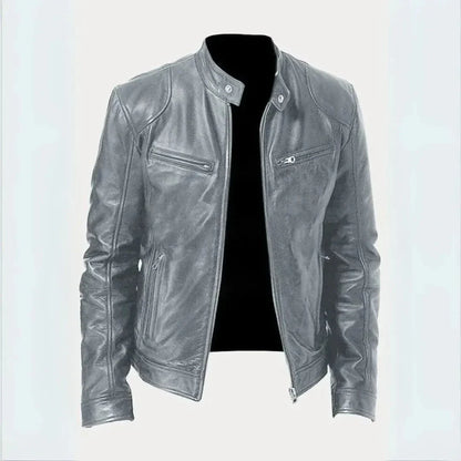 Blouson de moto en cuir Noir élégant