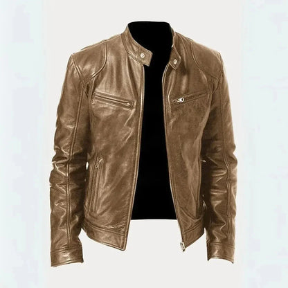 Blouson de moto en cuir Noir élégant