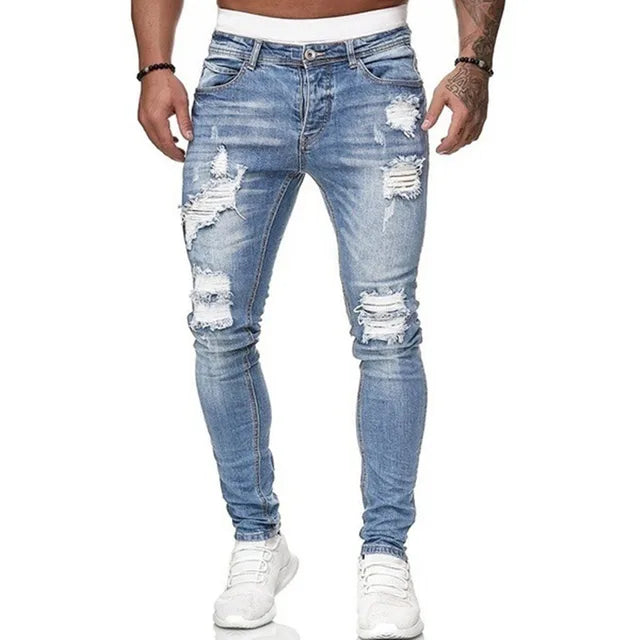 Jean slim extensible déchirée homme