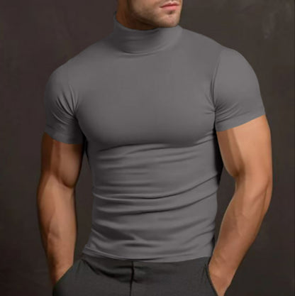 Pull col roulé homme coupe ajustée manches courtes