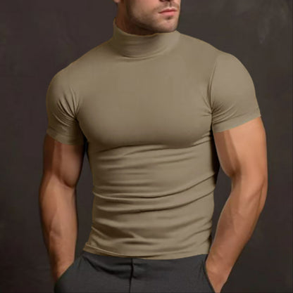 Pull col roulé homme coupe ajustée manches courtes