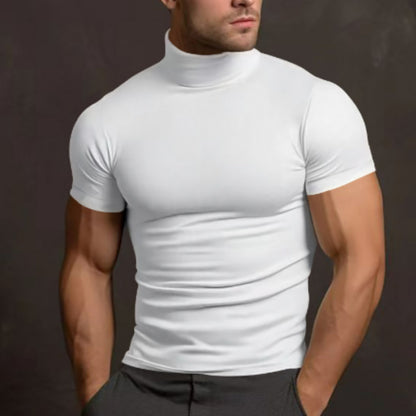 Pull col roulé homme coupe ajustée manches courtes