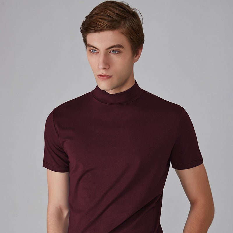 T-shirt homme manches courtes unies col roulé