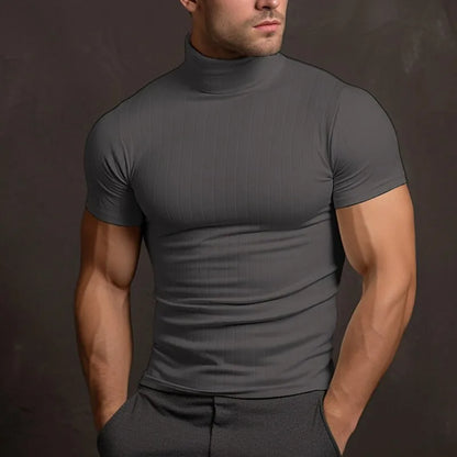 T-shirt à col roulé slim fit pour homme à manches courtes