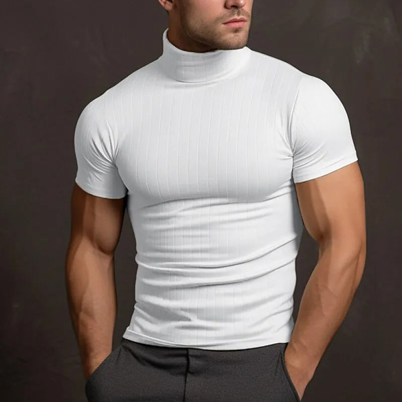 T-shirt à col roulé slim fit pour homme à manches courtes