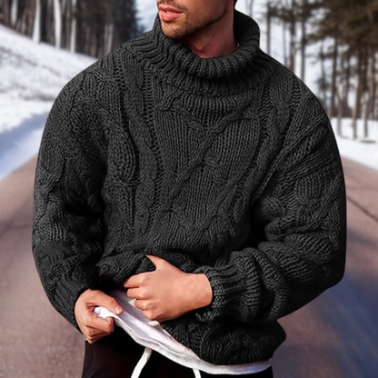 Pull col roulé homme grosse maille torsadée