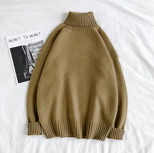 Grand pull col roulé homme tricoté grande taille