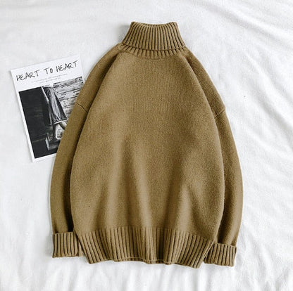 Grand pull col roulé homme tricoté grande taille