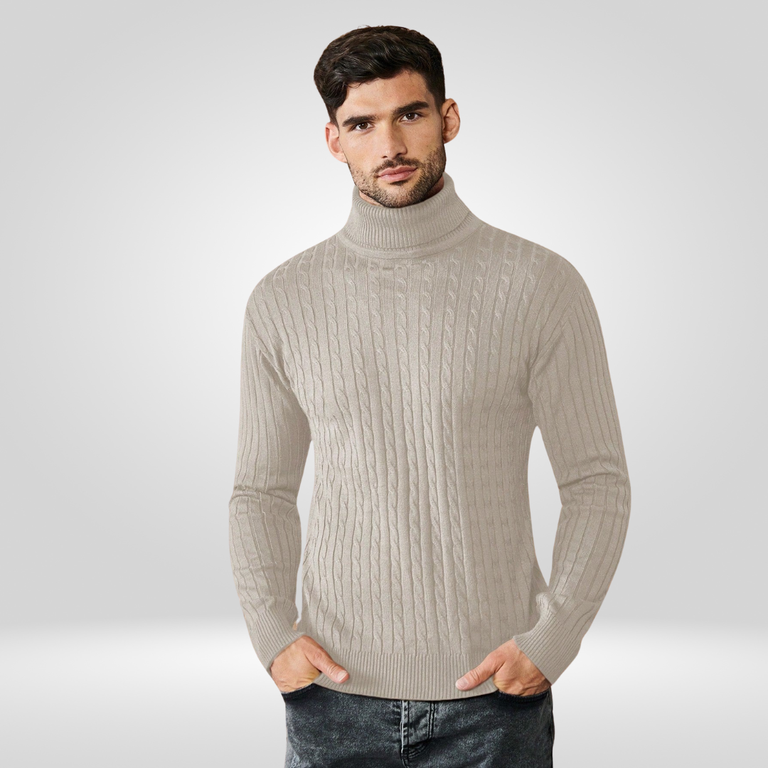 Pull à col roulé chaud en tricot pour homme