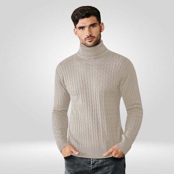Pull à col roulé chaud en tricot pour homme