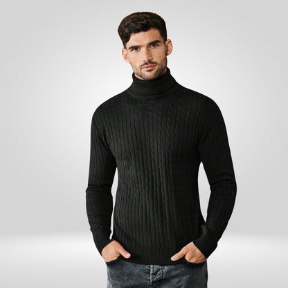 Pull à col roulé chaud en tricot pour homme