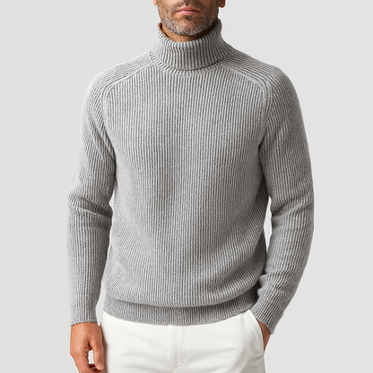 Pull roulé homme moderne en maille côtelée