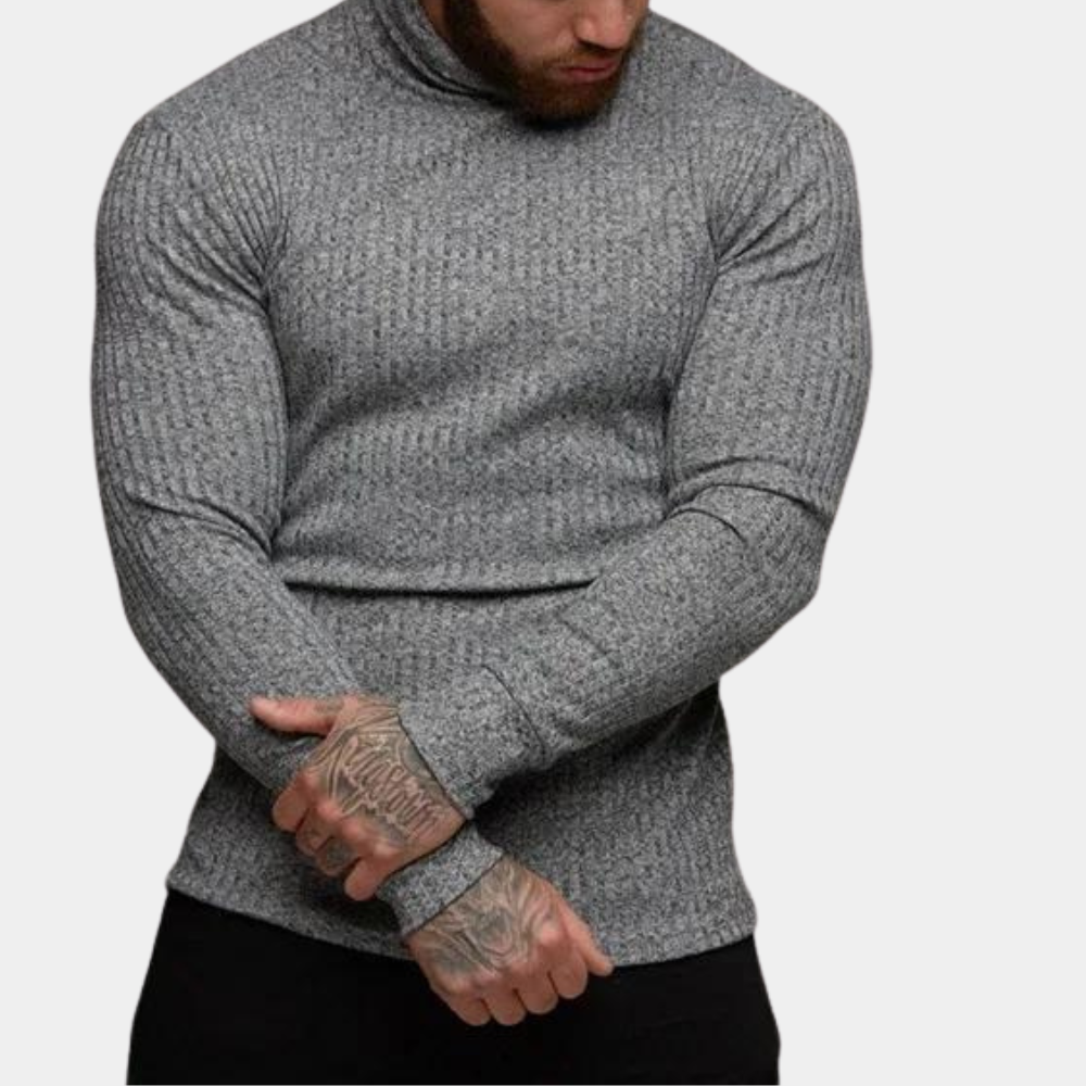 Slim Fit Rollkragenpullover Langarm Männer - IdealeKleiden
