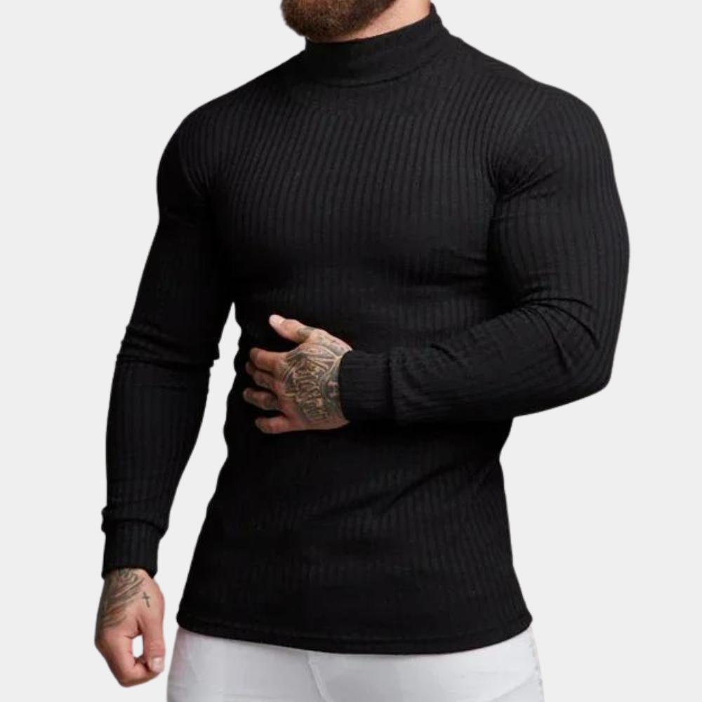 Pull roulé slim fit manches longues homme
